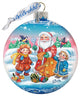 Hand Painted Scenic Glass Ornament Gift Giver Santa Ball