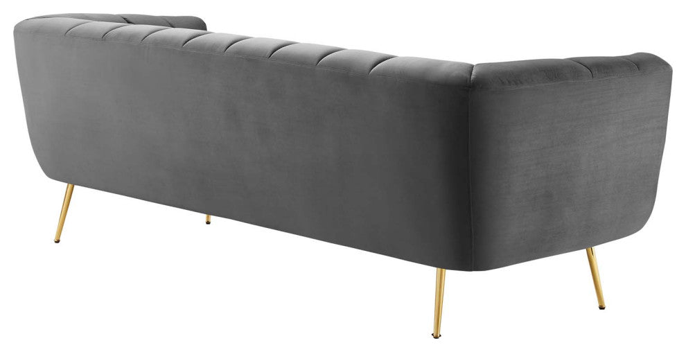 Favour Channel Tufted Performance Velvet Sofa-Gray