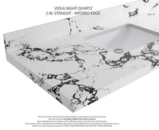 Elizabeth Oak 36" Center Sink Vanity, White 2" Viola Night