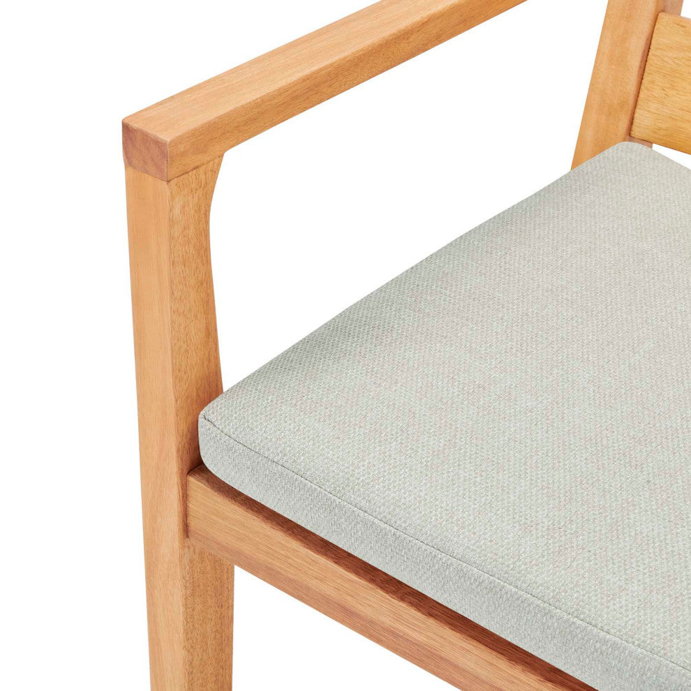 Bar Side Stool Chair, Set of 2, Wood, Brown Natural Taupe Gray, Modern, Outdoor