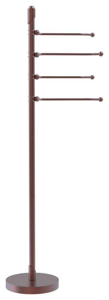 Soho Free Standing 4 Pivoting Swing Arm Towel Stand, Antique Copper