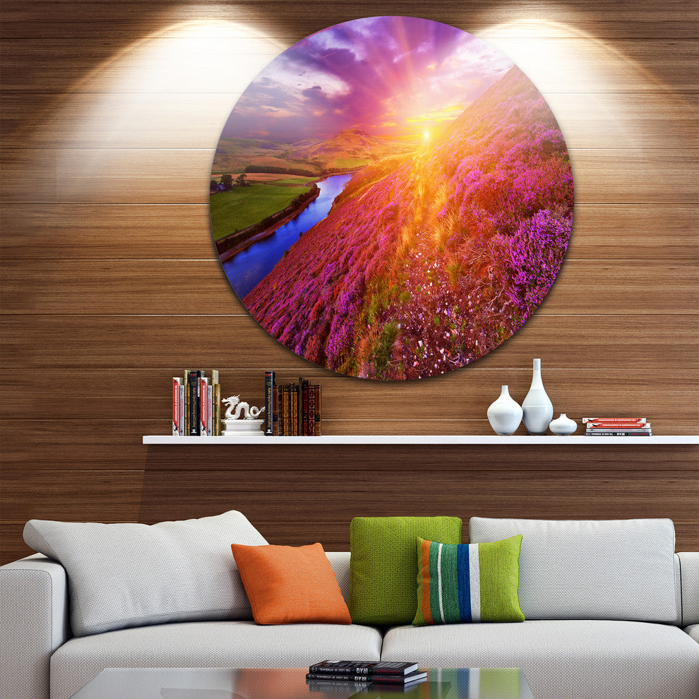 Colorful Scottish Mountains, Landscape Photo Disc Metal Artwork, 38"