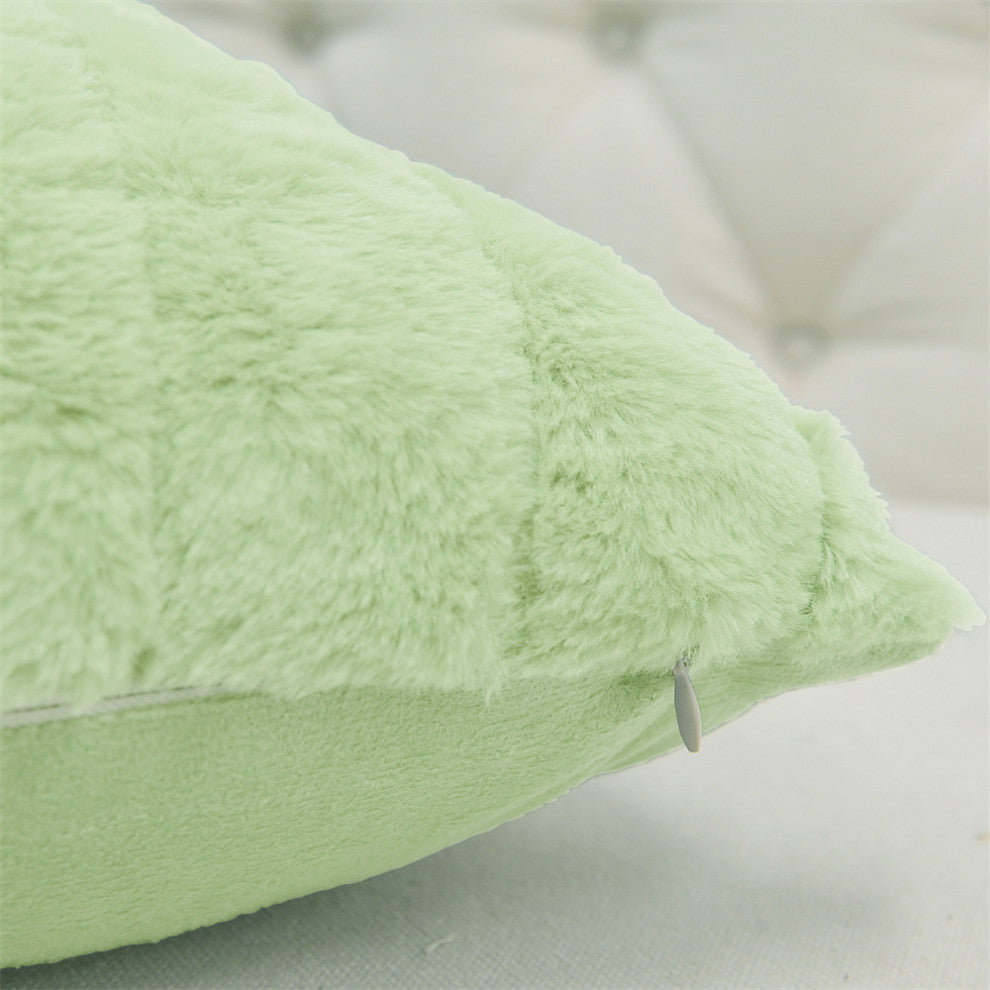 BOON Rabbit Jumbo Fur Throw and Pillow, 3-Piece Set, Nile Green