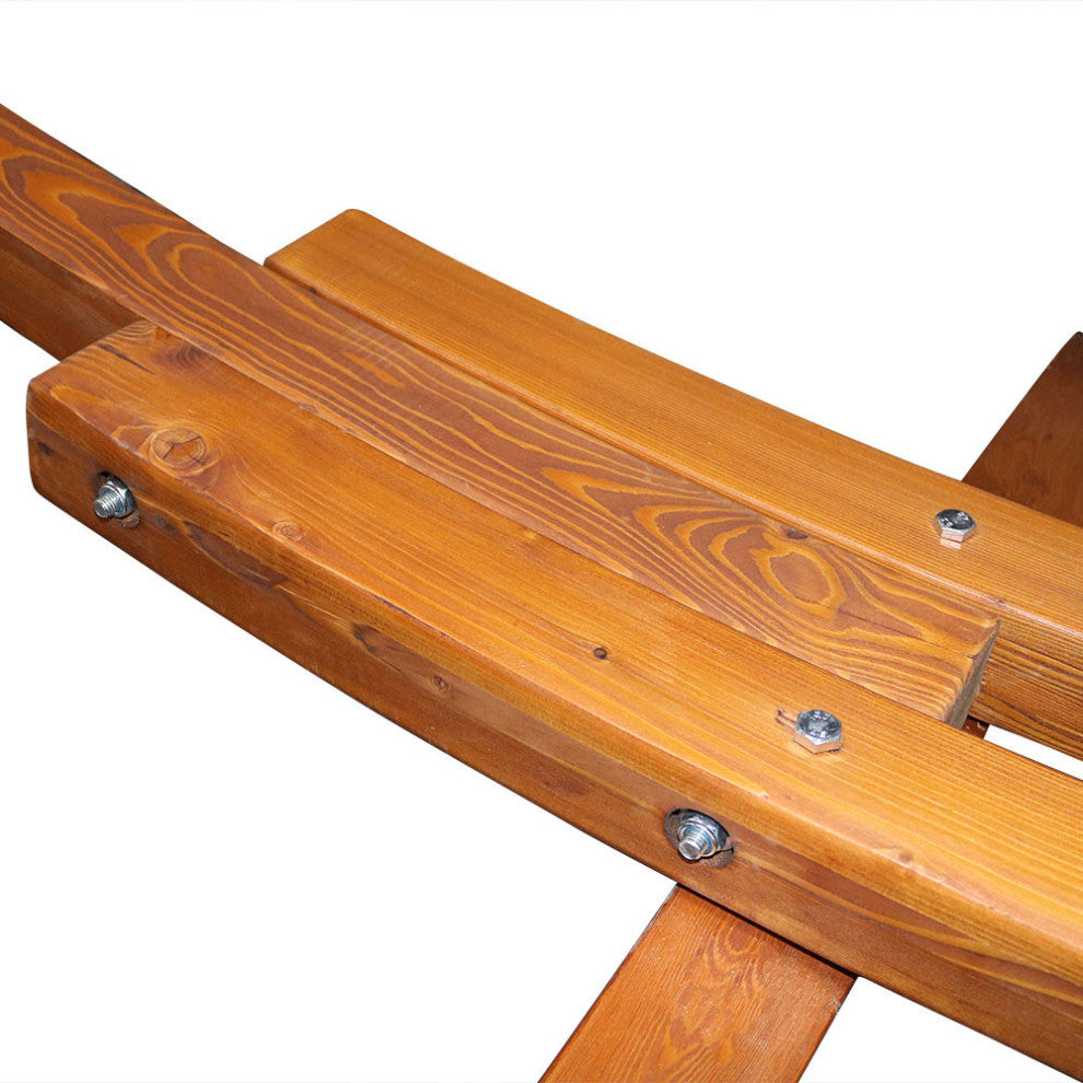 Sunnydaze Solid Wood Curved Hammock Stand With Hooks and Chains, 13'