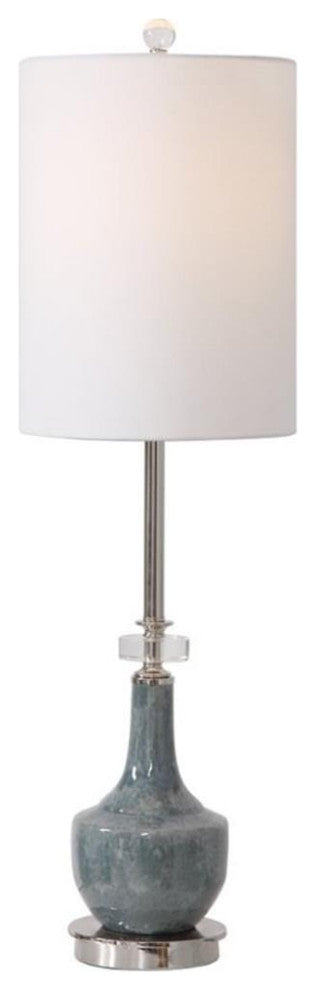 Maklaine Contemporary Ceramic Buffet Lamp in Mottled Blue