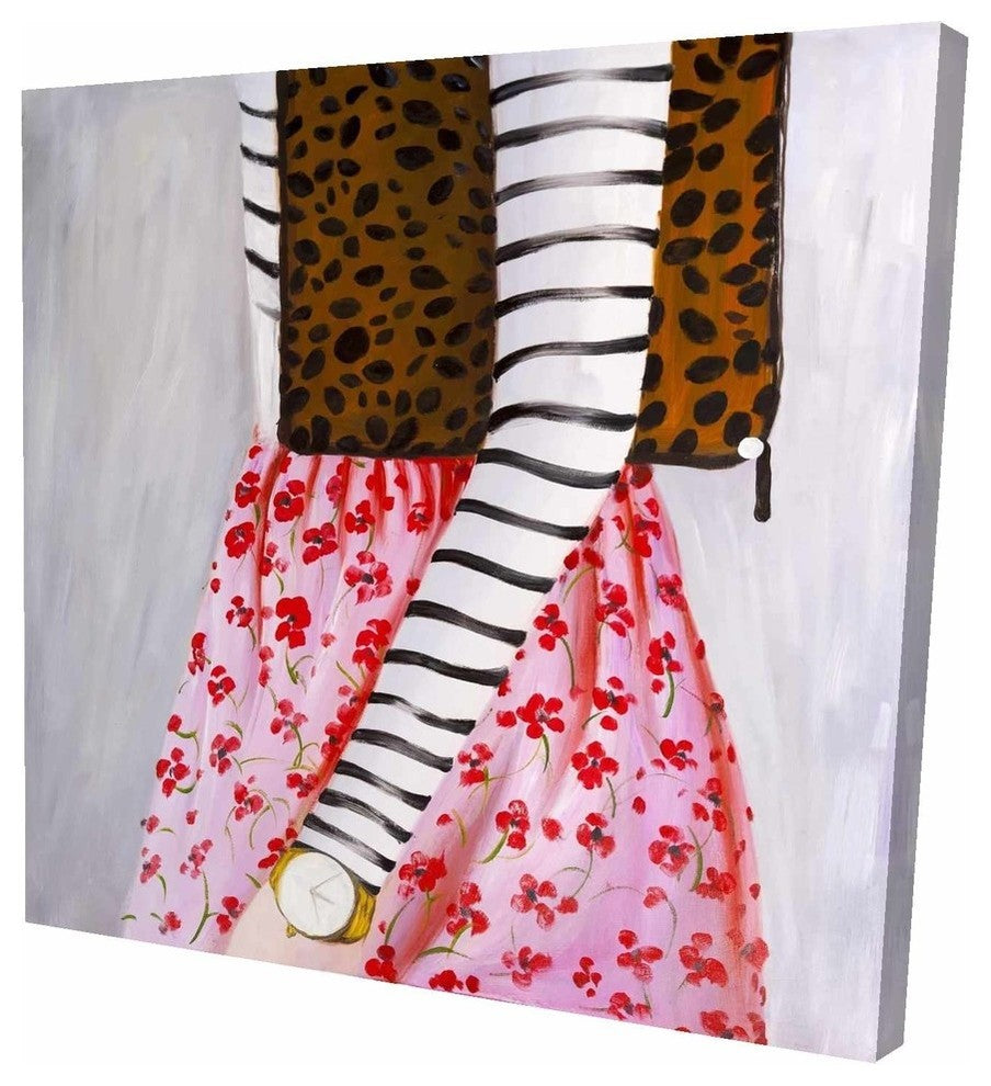 Woman With a Leopard Bag, Fine Art Gallery Wrapped Canvas, 24"x24"