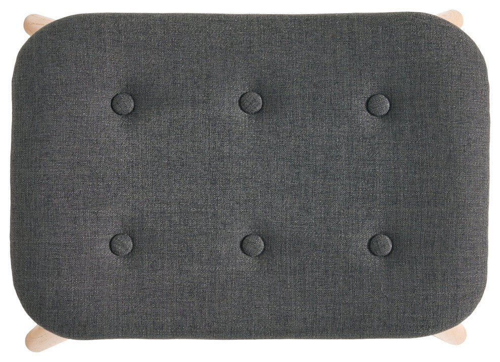 Hariata Mid-Century Modern Wingback Chair and Ottoman Set, Muted Dark Gray