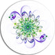 Fascinating Green Purple Fractal Flower, Floral Disc Metal Artwork, 11"