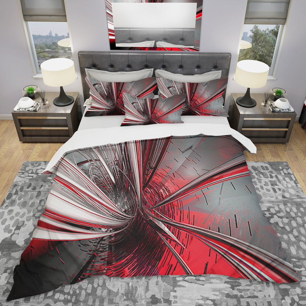 Fractal 3D Deep into Middle Modern and Contemporary Duvet Cover Set, King + 2 Sh