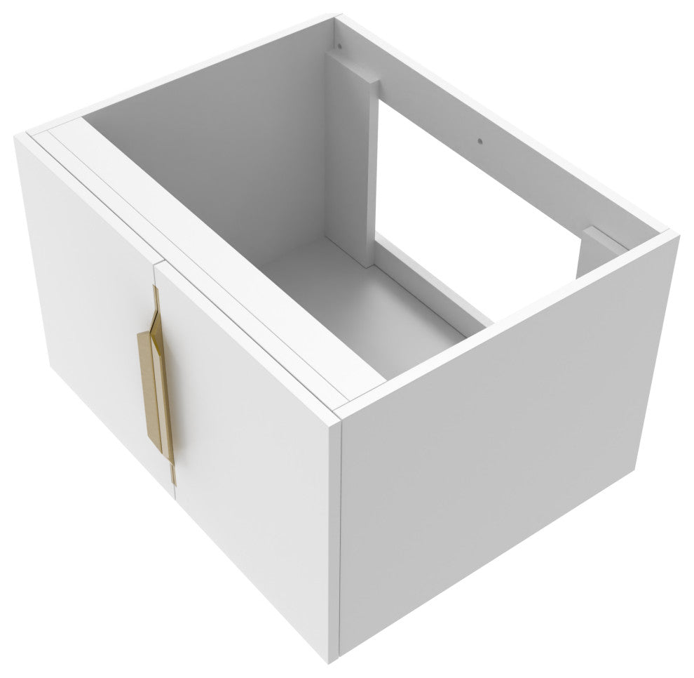 CastelloUSA Alpine 24" Wall Mounted Vanity, Base Only, White, Gold Handles