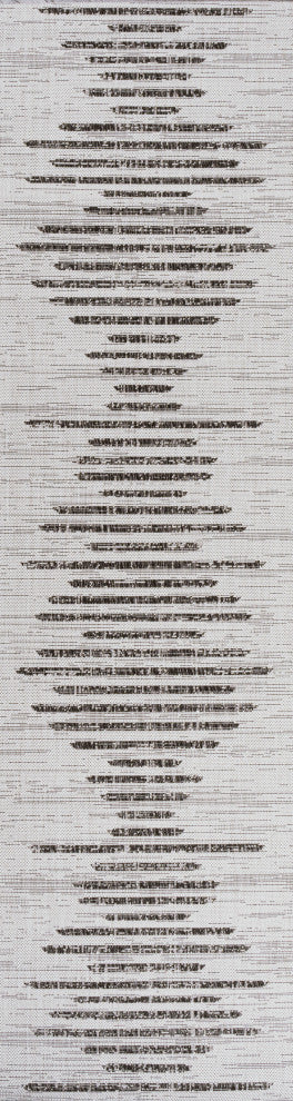 Zolak Berber Stripe Indoor/Outdoor Rug, Ivory/Black, 2 X 8