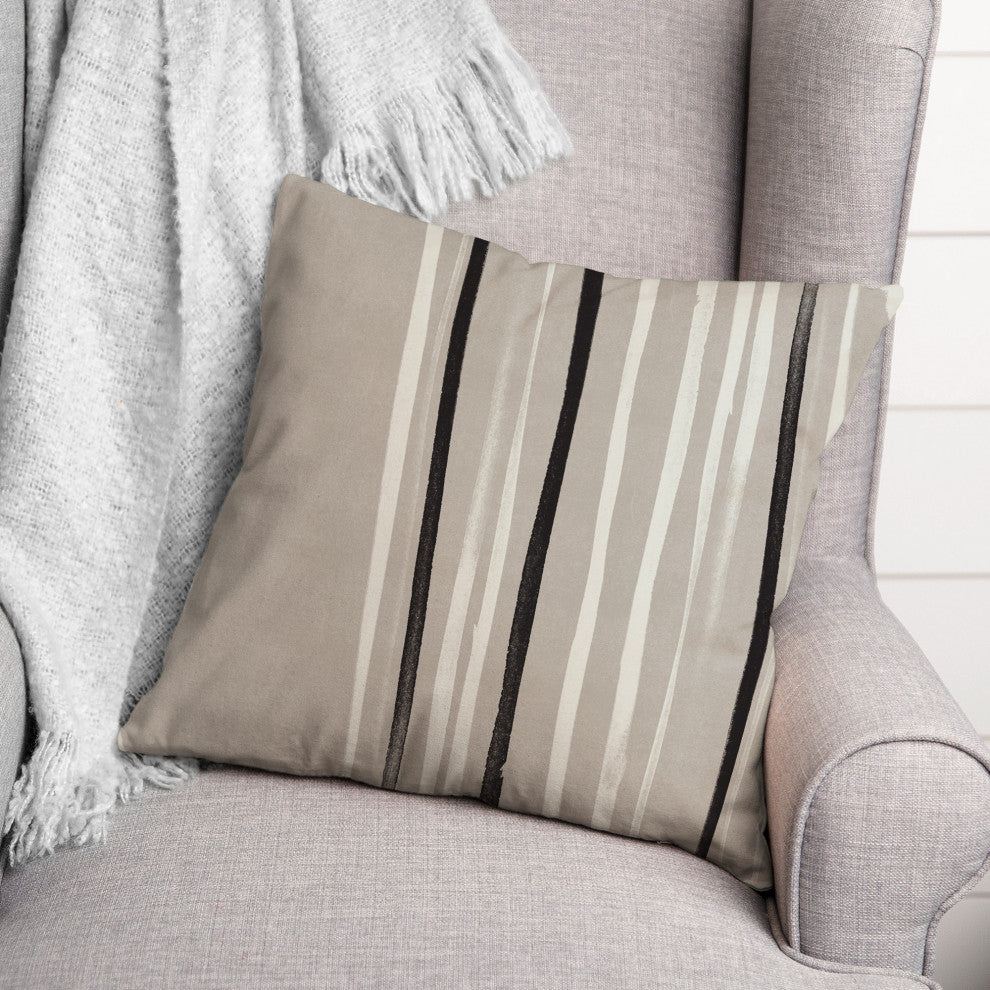 Gray Thin Stripes 18x18 Indoor/Outdoor Pillow