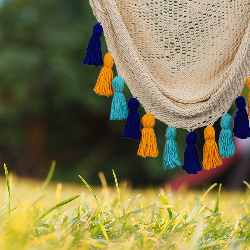 Deluxe Natural Cotton Hammock Swing with Hue Inspired Tassels