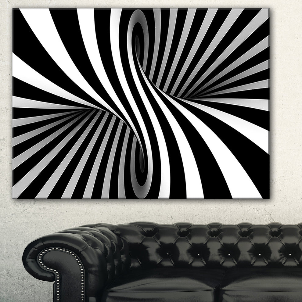 "Black and White Spiral Digital" Canvas Print, 32"x16"