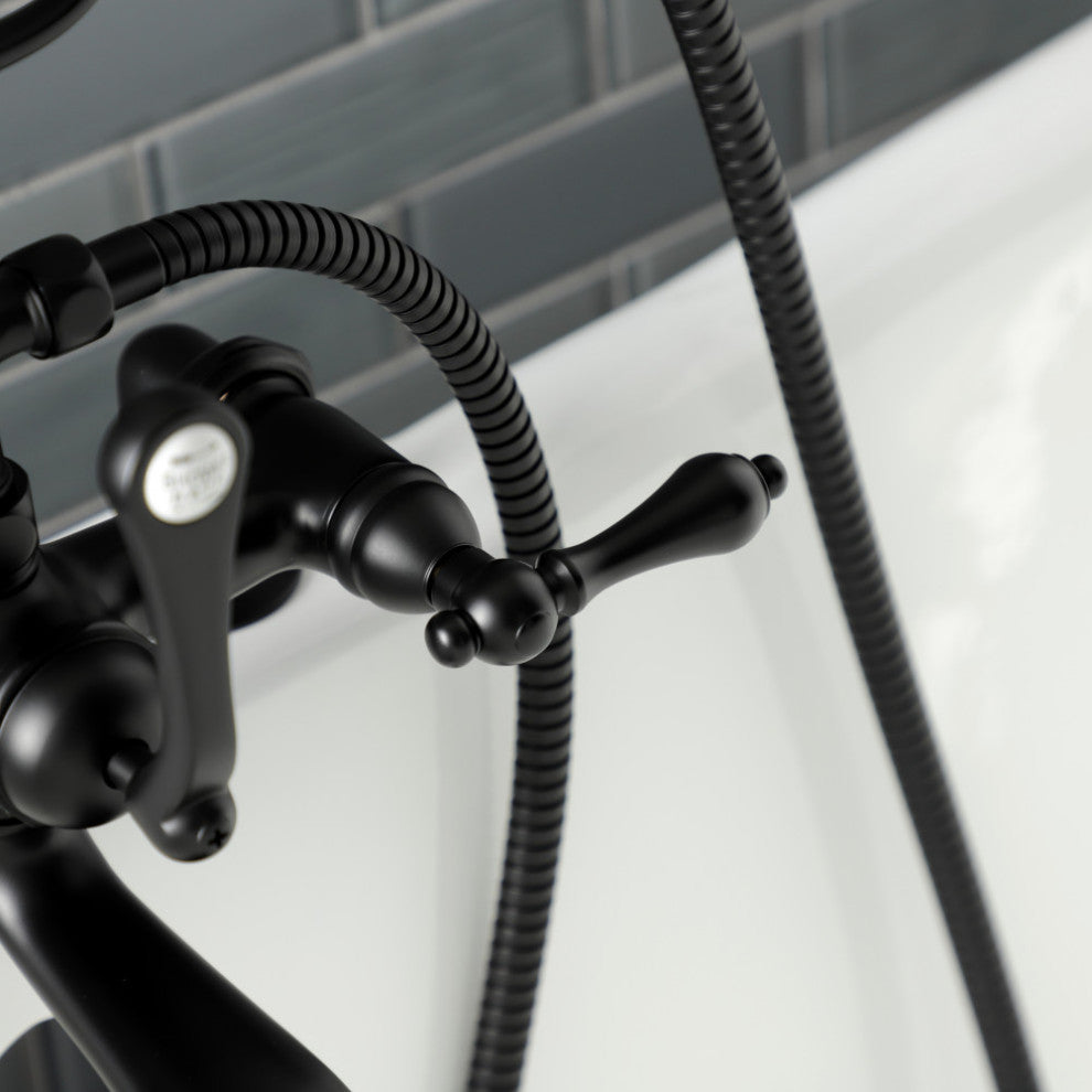 AE203T0 7" Tub Faucet With Hand Shower, Matte Black
