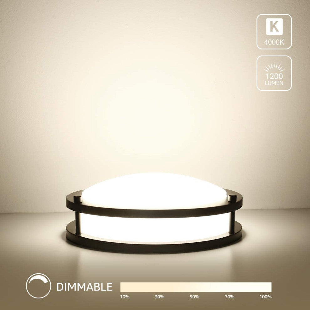 LED Flush Mount Ceiling Light 10" Round Bronze Dimmable Ceiling Lamp