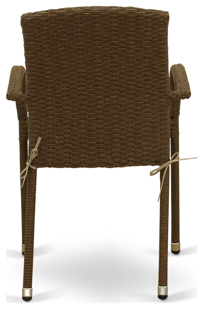 Jubi Patio Chair With Cushion, Brown Wicker, And Beige Cushion - Set Of 2
