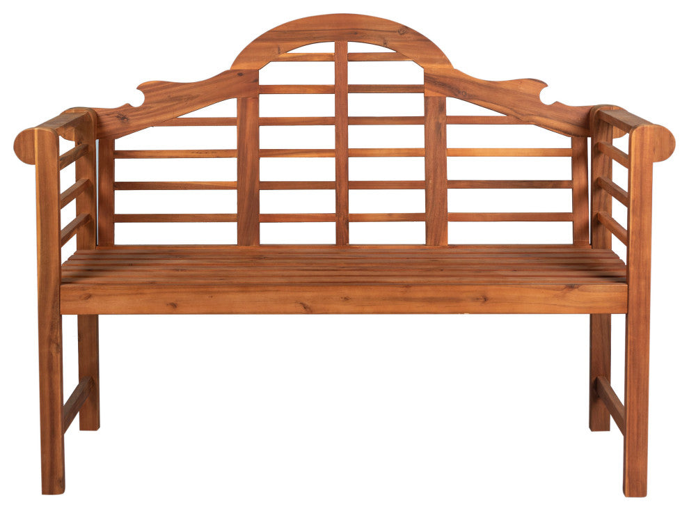 Lutyens 51.2" 3-Seat Arched Acacia Wood Outdoor Garden Patio Bench, Teak