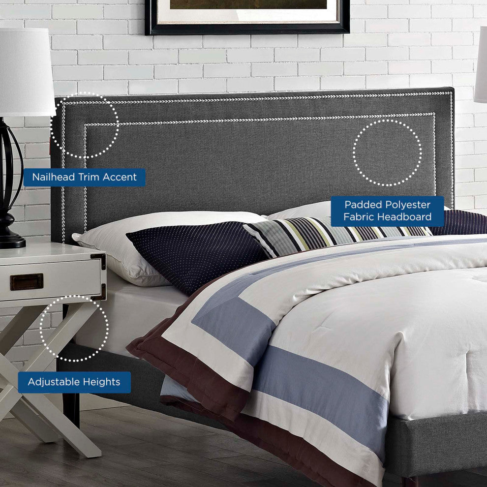 Jessamine Full Fabric Headboard, Gray