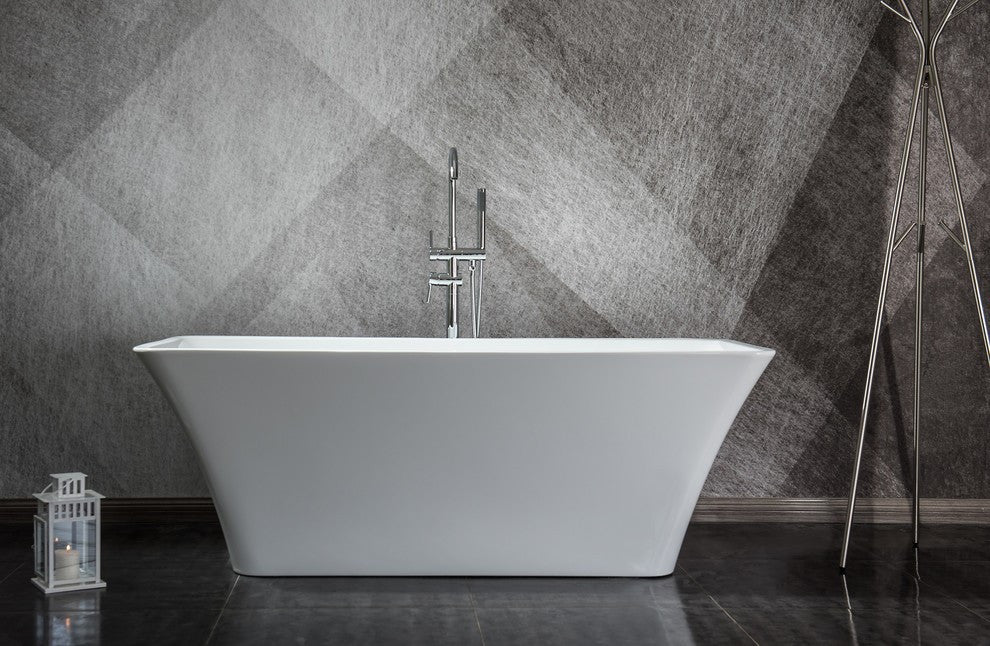 Vinter 67" Free Standing Acrylic Freestanding Bathtub With Chrome Drain