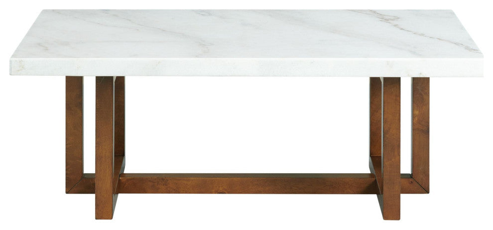 Meyers Marble Rectangular Coffee Table, White