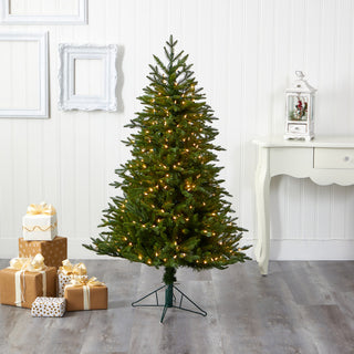 5' Cambridge Fir Faux Xmas Tree W/Warm, Multifunction Lights & Bendable Branches