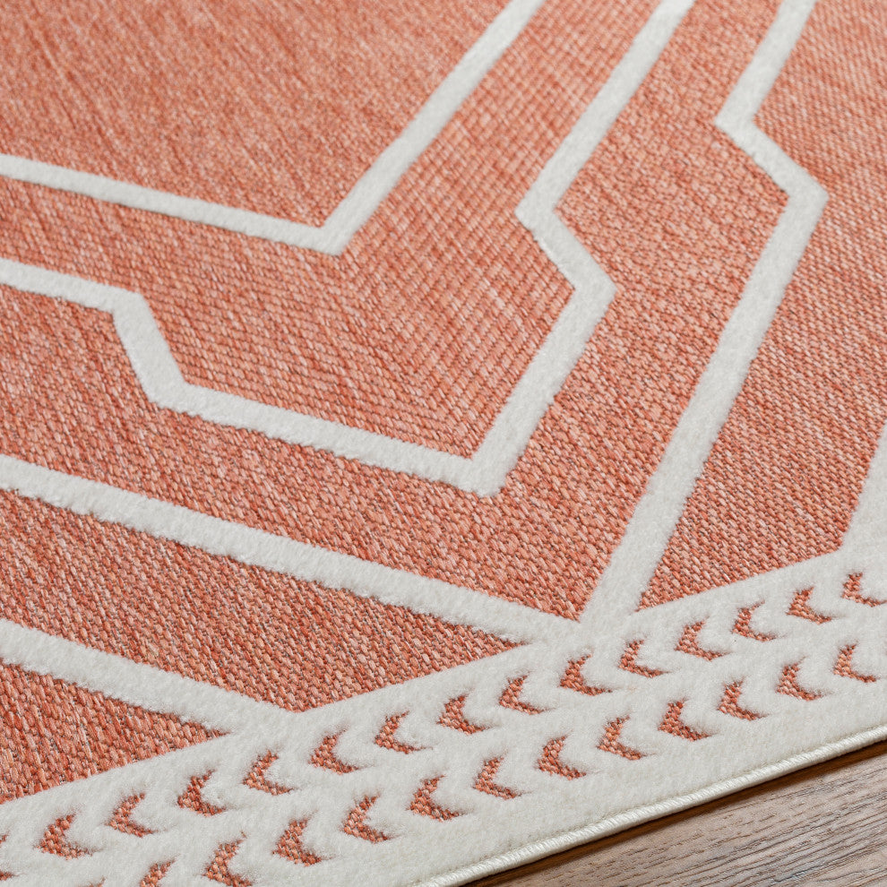 San diego SFG-2357 Burnt Orange Indoor/Outdoor 6'7" x 9' Rug