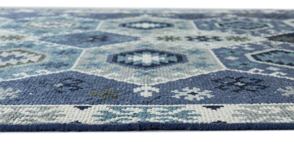 NuStory Wandsworth Amira Hand-Made Geometric Area Rug in Blue