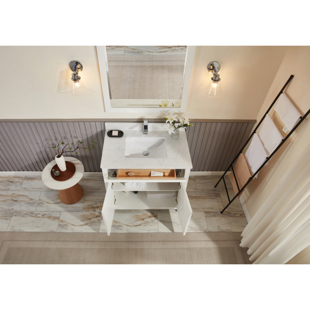 Legion Furniture WS2515 Series Bathroom Sink Vanity, White, 36", Artificial Stone Top, Single Sink