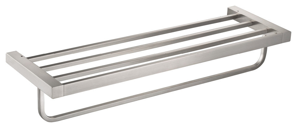 Stelios Bathroom Shelf with Towel Bar, Brushed Nickel