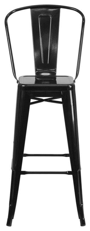 Brimmes 30" Metal Barstool Black With Curved Vertical Slat
