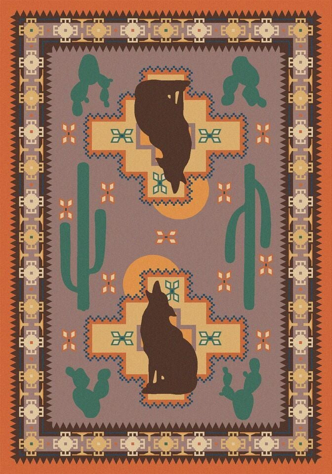 Howl at the Moon Rug, Coral, 8''x11'', Rectangle
