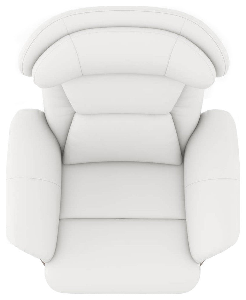 Jovan 31.5" Genuine Leather Adjustable Recliner Lounge Chair, Porcelain White