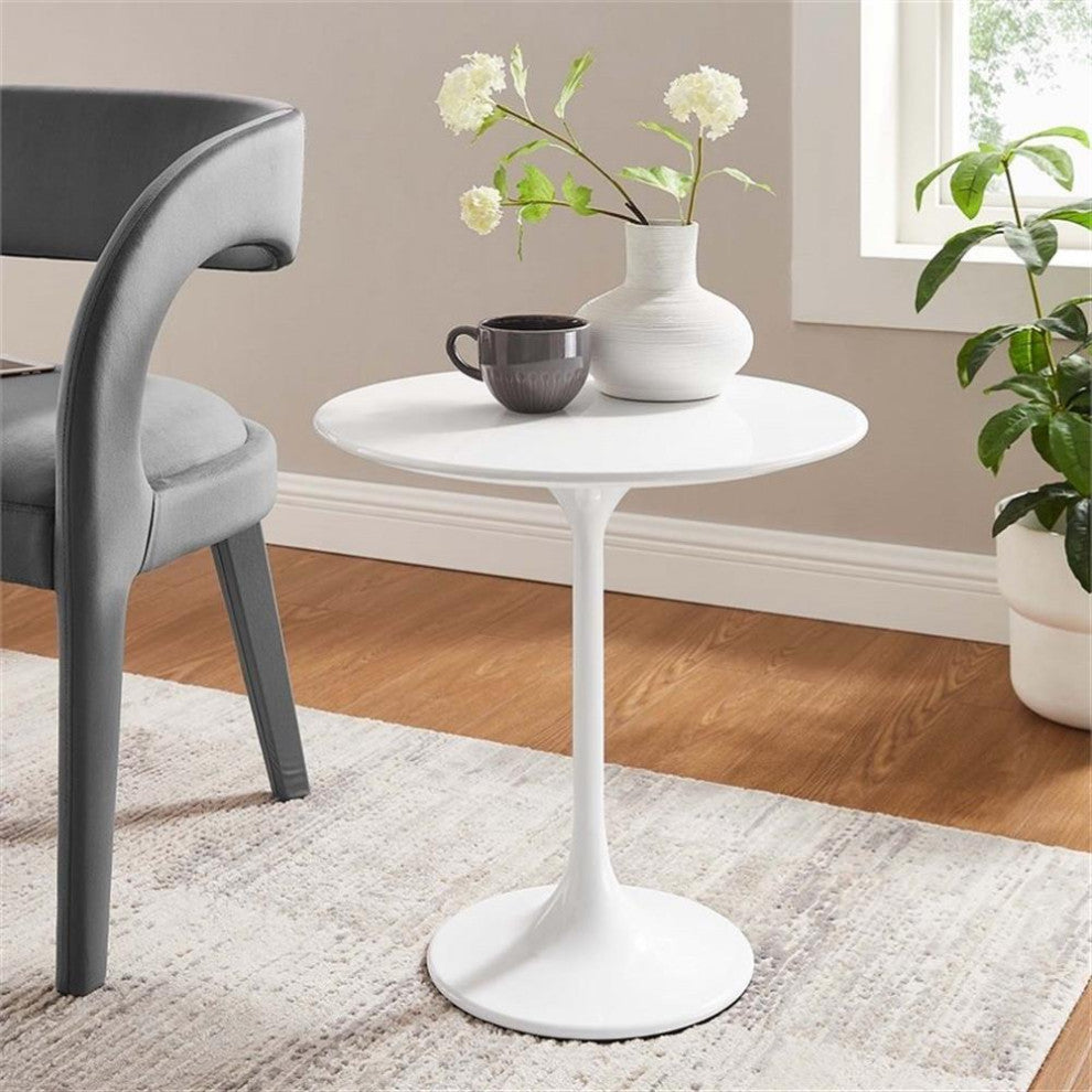 Lippa 20" Round Side Table, White White