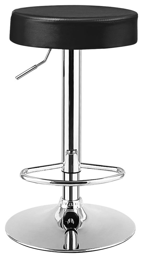 Costway 1 PC Round Bar Stool Adjustable Swivel Pub Chair U Leather W/Footrest