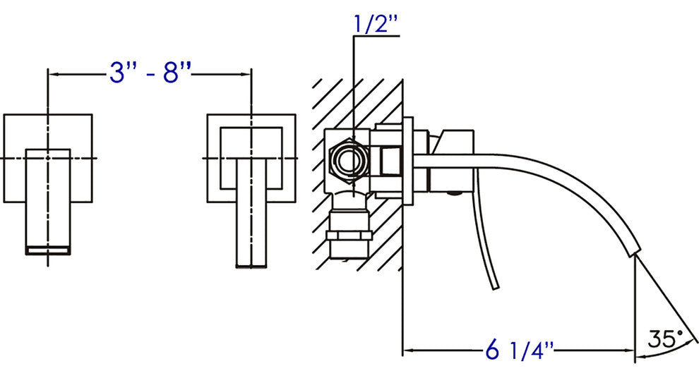 Brushed Nickel Single Lever Wallmount Bathroom Faucet
