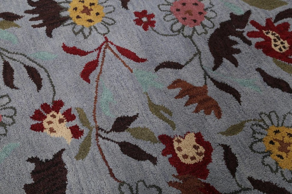 Hand-tufted Transitional Floral Indian Oriental 100% Wool Area Rug, 5x8'