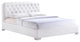 Modern Contemporary King Size Vinyl Bed Frame, White Faux Leather