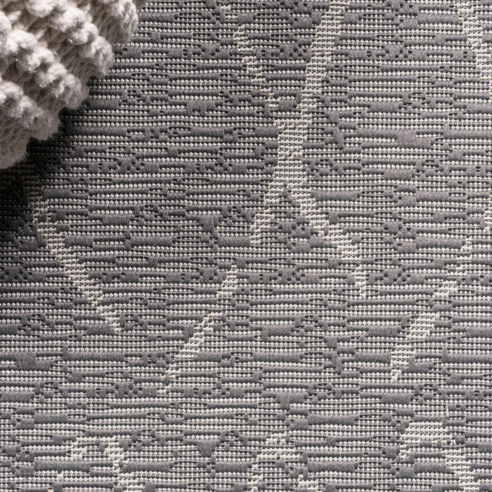Madaba Moroccan Trellis Indoor/Outdoor Gray/Cream 2 ft. x 10 ft. Runner Rug