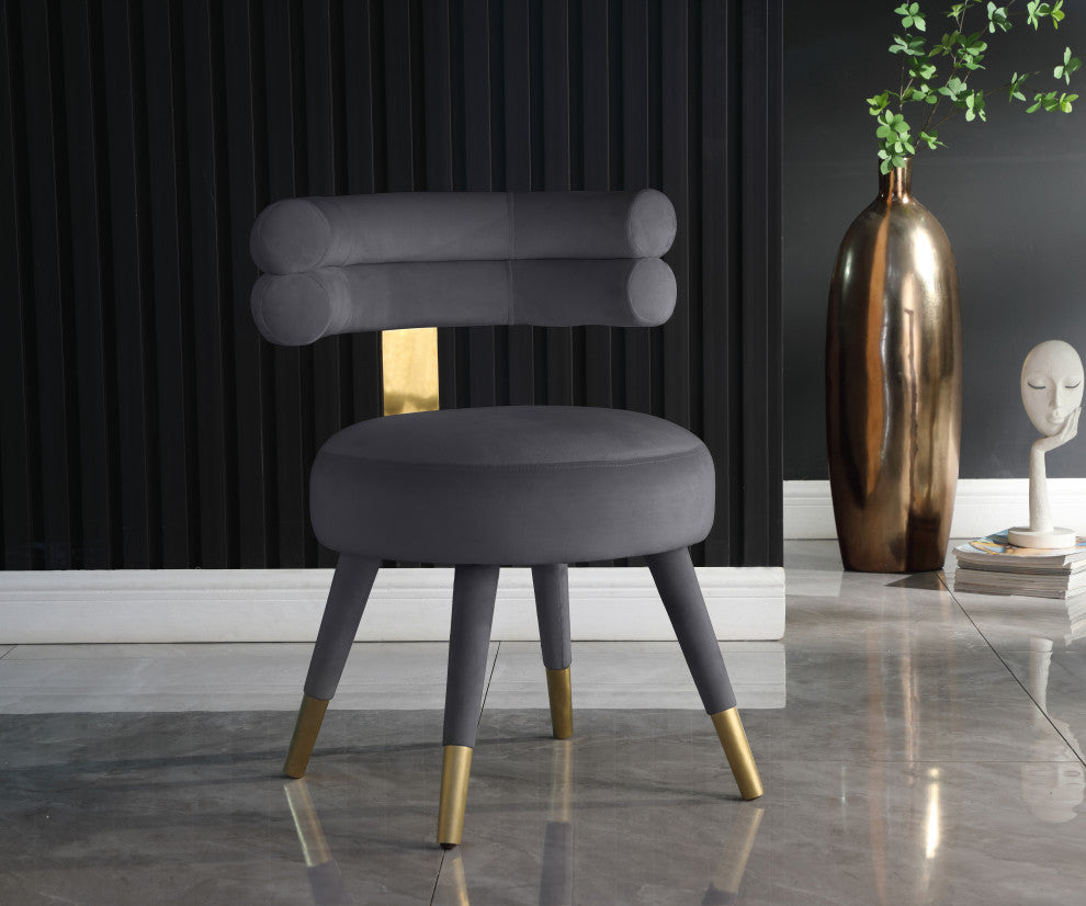 Fitzroy Velvet Upholstered Dining Chair (Set of 2), Gray