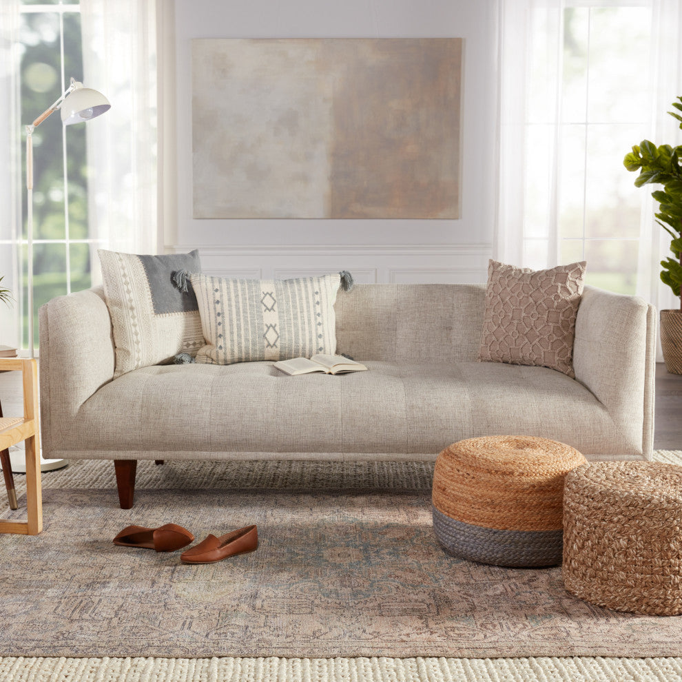 Machine Washable Parisa Medallion Light Blue and Light Tan Area Rug, 6'x9'