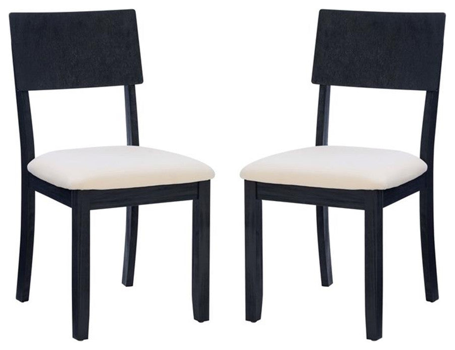Linon Jordan Wood Set of Two Dining Chairs in Dark Charcoal Gray