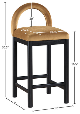 Conrad Upholstered Bar and Counter Stool, Saddle, Velvet, Black