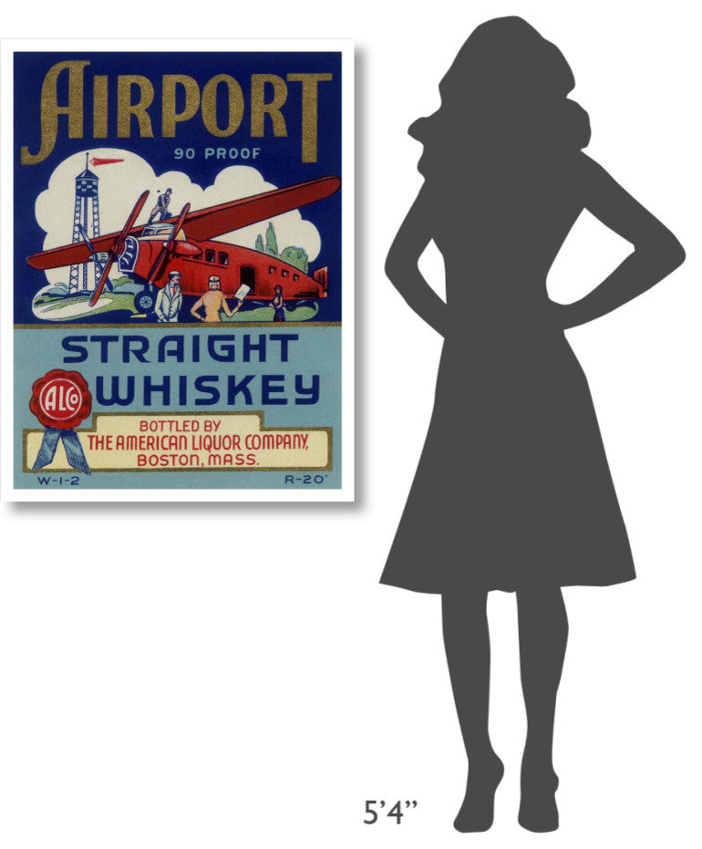 "Airport Straight Whiskey" Digital Paper Print by Vintage Booze Labels, 29"x38"