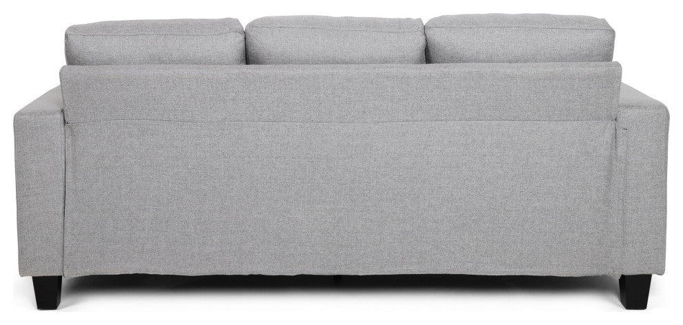 Viviana Three Seater Sofa With Wood Legs, Gray, Natural