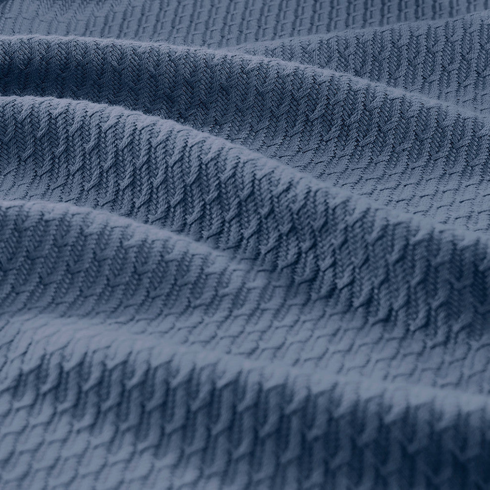Madison Park Egyptian Cotton All-Season Woven Bedding Blanket, Navy Blue