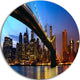 Manhattan City With Bridge Under Blue Sky, Disc Metal Artwork, 23"