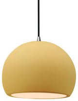 Radiance Medium Globe Pendant, Yellow Frame, Brushed Nickel, LED, Black Cord