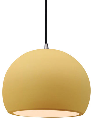 Radiance Medium Globe Pendant, Yellow Frame, Brushed Nickel, LED, Black Cord