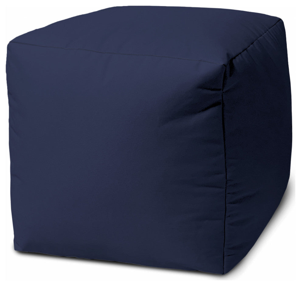 17  Cool Warm Indigo Blue Solid Color Indoor Outdoor Pouf Ottoman